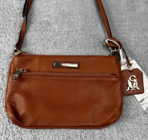 Steve Madden‎ Crossbody Bag Womens Small Cognac Brown Pebbled Gold Hardware New thumbnail 1