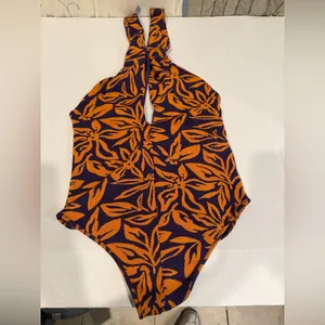 Zara Purple and Orange Floral One-Piece Swimsuit thumbnail 2