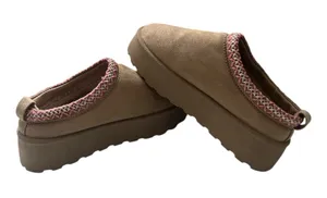 Tan Mules with Pink Trim thumbnail 1