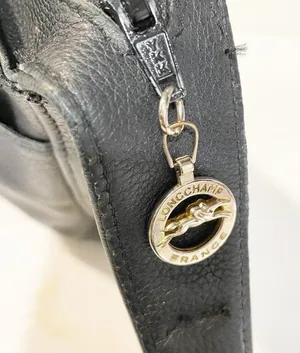 Longchamp Vintage Black Pebbled Leather Shoulder Bag Pocketbook thumbnail 7