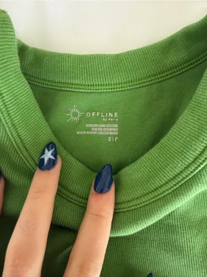 aerie Green Ribbed Crop Tank thumbnail 2
