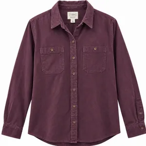 LL Bean Burgundy Cotton Flannel Chamois Button Shirt Pockets Casual LARGE thumbnail 12