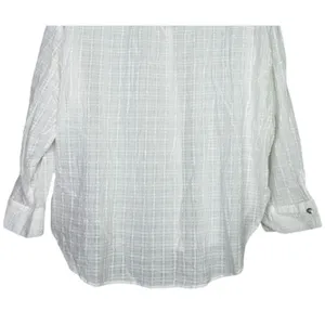 Zara Relaxed Lightweight Fit Cotton Button Down Collar Shirt Long Sleeve M White thumbnail 8