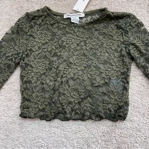 Urban Outfitters Danica Lace Sheer Long Sleeve Top NWT thumbnail 3