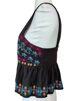 NATURAL LIFE Boho Crop Tank Top with Multicolor Floral Embroidery thumbnail 3