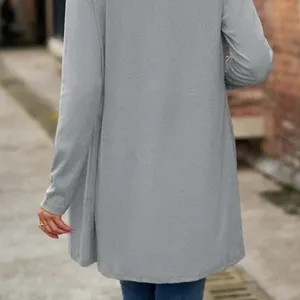 JFN Just Fashion Now Womens Charming Gray Wrap Loose Casual Plain Coat XL(12) thumbnail 2