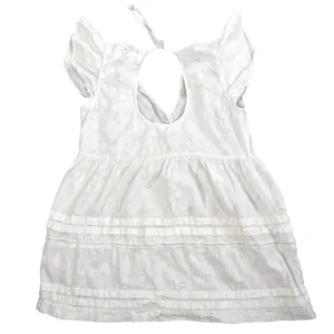 Maeve Anthropologie Womens M White Floral Jacquard Open Back Tie Peplum Blouse thumbnail 7