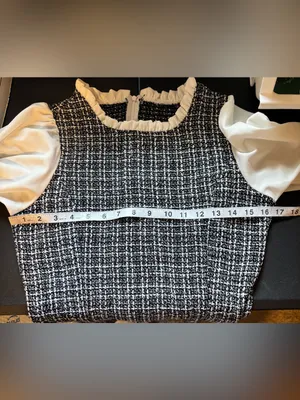 White Sleeve Black Tweed Shift Dress thumbnail 4