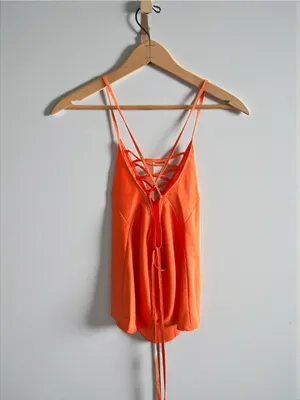 Frederick's of Hollywood Bright Orange Strappy‎ V-Neck Cami - S thumbnail 2