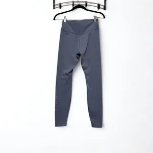 Nike Dri-FIT Womens High Waisted Leggings Slate Blue Gray Logo Tights S thumbnail 2