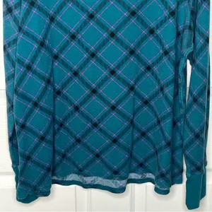 Victoria’s Secret Sz XL Long Pajama Set Teal Purple Black Argyle Plaid thumbnail 8