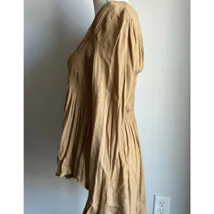 Vintage Free People Olive Green Smocked Button Statement Blouse Boho Size S thumbnail 3