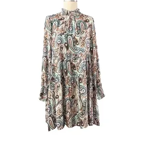 $138‎ Anthropologie Cady Tiered Longsleeve Mint Paisley Tunic Dress XS thumbnail 3
