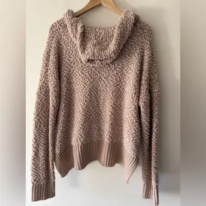 POL Brown Popcorn Texture‎ Sherpa Chunky Knit Brown Hoodie thumbnail 3
