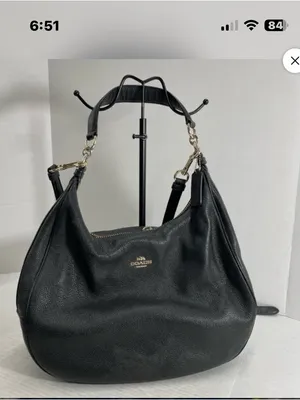 Coach Black Leather Shoulder Bag with Gold Hardware thumbnail 11