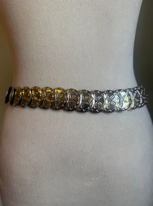 Vintage Silver Sand Dollar Stretch Belt Coastal Nautical Deadstock NWT boho Y2K‎ thumbnail 1