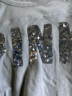 PINK Victoria's Secret Light Blue Long Sleeve Sequin Logo Top thumbnail 4