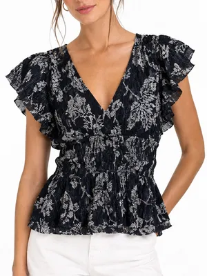 Anthropologie Pattern Flutter Sleeve Blouse NWT thumbnail 1