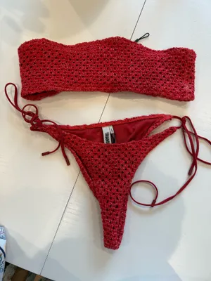 Red Strapless Triangl Bikini thumbnail 1
