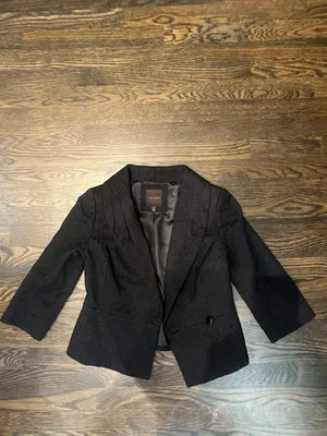 Vintage Y2K The Limited Black Textured Cropped Blazer Shawl Collar 2000s | XS thumbnail 9