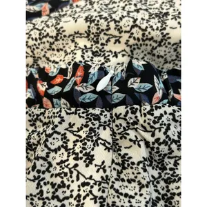 Floral Patchwork A-Line Midi Skirt Navy Cream Black Diagonal Print Skirt Women's thumbnail 2