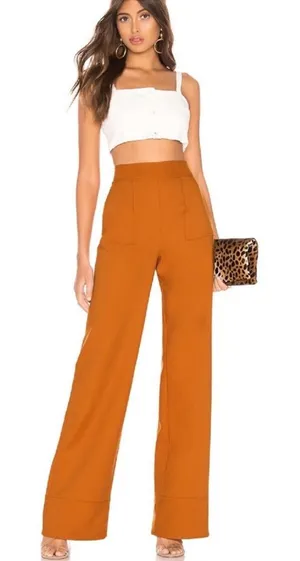 Lovers + Friends Revolve Orange Sedge High Waist Wide‎ Leg Pants Size small S thumbnail 1