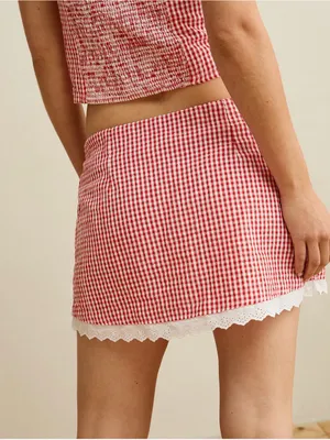 American Eagle Outfitters Red Gingham Mini Skirt thumbnail 2