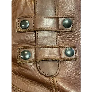Justin Boots Cognac Leather Moto Western Ankle Boots Womens 7B MSL106 thumbnail 13