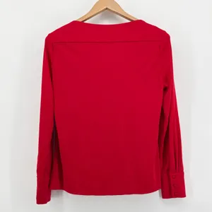Ann Taylor Red V-Neck Long‎ Sleeve Blouse Covered Button Cuffs Size M 505154 thumbnail 4