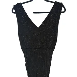 Alice + Olivia Slinky Ruched Shimmer‎ Dress Sparkle Black Gold Size Small thumbnail 3