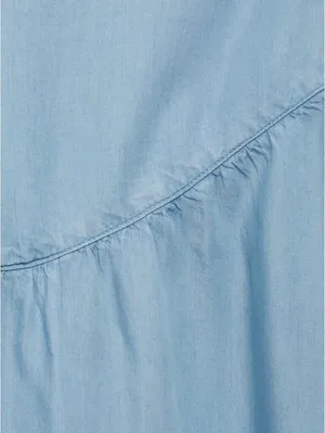 Mango Soft Denim Midi-Skirt with Gathered Detail NWT Haley Medium Blue XS thumbnail 5