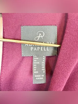 Adrianna Papell High Low Crepe Halter Gown Organza Draping In Cabernet Size‎ 4 thumbnail 12