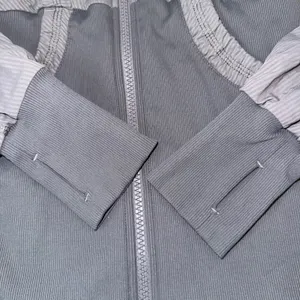 Lululemon Dance Studio Jacket Women‎ 4 Grey Hooded Hybrid Ribbed Full Zip thumbnail 2