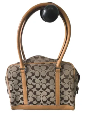 Authentic Coach Signature Tan Canvas Purse Handbag 6097 Mob Wife Vintage Tote thumbnail 12