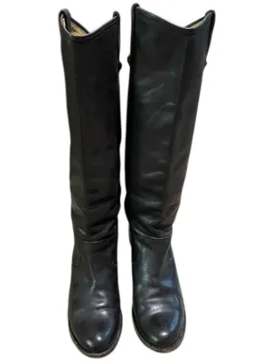 FRYE Jackie Button Leather Tall Boots Women's 8B Black Knee High 76575 thumbnail 3