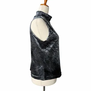 Judy Knapp Vintage Crushed Velvet Mockneck Tank Top Dark Sleeveless thumbnail 7