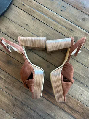 Anthropologie Maeve Suede Knot Platform Brown Heels 10 thumbnail 7