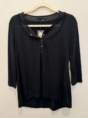 Armani Exchange‎ Black Studded Henley Tunic Top NWT Size Small thumbnail 1