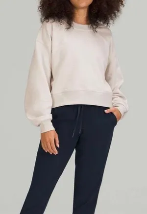LULULEMON- Perfectly Oversized Cropped Crew White Opal Size 4 thumbnail 1
