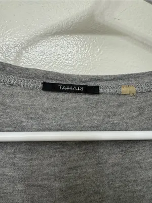 Tahari Grey Short Sleeve T-Shirt | Classic Casual Everyday Tee thumbnail 3
