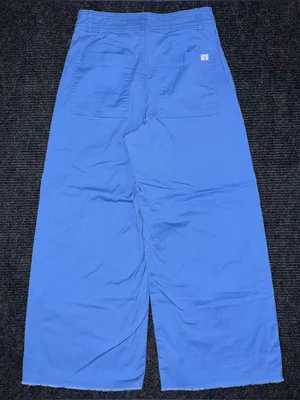 Billabong Side Kick Pants 28 Blue High Rise Wide Leg Raw Hem 90s Beach Surf Boho thumbnail 2