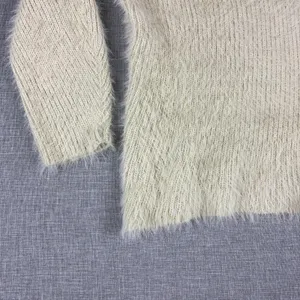 Kimchi Blue Sweater Womens Small White Acrylic Polyamide V Neck‎ Fuzzy Pullover thumbnail 2