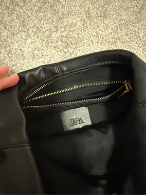 Zara NWT leather Black, gold Chain-Handle round Hobo purse Bag thumbnail 3