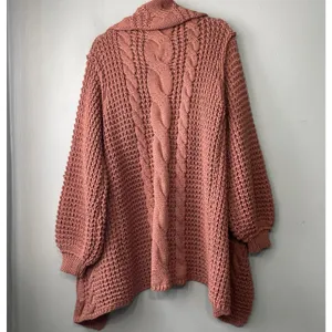 POL Chunky Sweater Cardigan Size Medium Open Front Knit Crochet Boho Cable Knit thumbnail 4