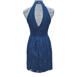 Altar'd State -798‎ Blue Lace Halter Mini Dress Cocktail Date Night Size Medium thumbnail 3