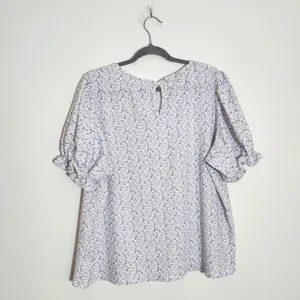 Dokotoo Purple Floral Blouse with Puffy Sleeves Size 2XL thumbnail 4