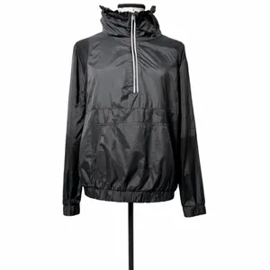 Fabletics Ziva Quarter Zip Windbreaker Jacket Kangaroo Pocket Black Sz M💛 thumbnail 10