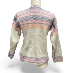 Aprés Style Preppy Pink Puprple Wool‎ Blend Fair Isle Sweater thumbnail 4