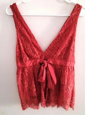 Free People Chante Lace Tie-Front Tank Top Frenchie Kiss XS 0/2 NEW thumbnail 2