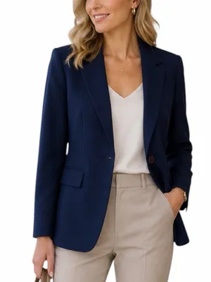 Pendleton Vintage Virgin Wool Blazer Size 12 Single Button Lined Solid Blue 90s thumbnail 1